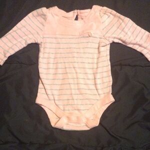 GAP Pink and White Striped Bodysuit Long Sleeve​​